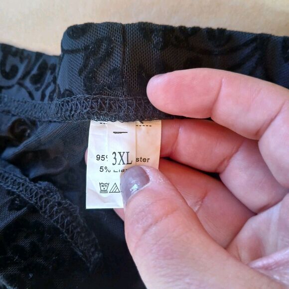 Black Velvet Floral Tights Size 3XL Footless Dark Romance Whimsigoth - Picture 7 of 10